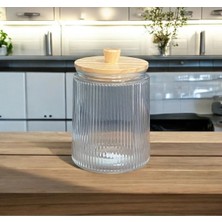 Feyza Design Bambu Kapaklı Cam Saklama Kavanozu 1300 Ml, Şeker, Kahve, Çay Için Ideal