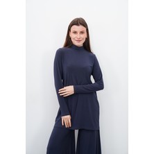 Sanem Tekstil Dik Yaka Sandy Tunik-Füme