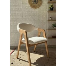 Silla Concept Lorenzo Sandalye Teddy Krem Kumaş Naturel Ahşap Sandalye