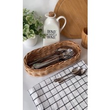 Feyza Design Şık Hasır Örgü Kaşıklık ve Çok Amaçlı Sepet Seti, 28 Cm, Yağ Şişesi Altlığı