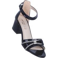 Ayakcenter Byn Ayışığı BY22 Siyah Rugan Kadın 6cm Topuklu Sandalet