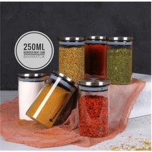 Feyza Design 6'lı Metal Kapaklı Cam Baharatlık Seti, Şık ve Dayanıklı Tasarım