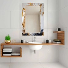 Glitglass Sanatsal Fırça Darbeli Dekoratif Ayna - Gold Modern Cam Duvar Aynası