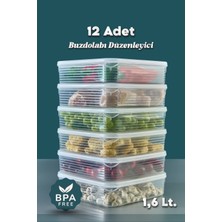 Feyza Design 12'li 1,6 Litre Buzdolabı ve Buzluk Için Saklama Kabı Seti