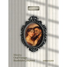 Minshu Oval Vintage Buzdolabı Çerçevesi, Fotoğrafı Değiştirilebilir Mıknatıslı Buzdolabı/ev Dekoru