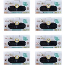 İpekyolu Tek Kullanımlık Maske 3 Katlı Telli Meltblownlu 50'li Kutu Siyah - 8 Kutu