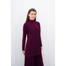 Sanem Tekstil Dik Yaka Sandy Tunik-Vişne