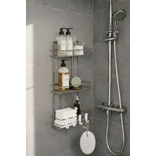 Sas Haus Krom 3 Katlı Banyo Rafı Şampuanlık ve Duş Rafı Askılı Yapışkanlı Duvara Monte Tş-03