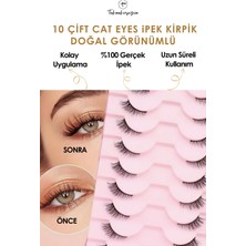 Özgürce 10 Çift Doğal Cat Eye Kedi Göz Takma Ipek Kirpik Yapıştırıcı, Sağlık Testli