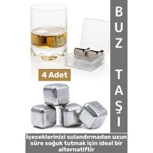 Feyza Design Yıkanabilir Metal Kaplama Buz Taşı Seti, 4'lü, Serinlik ve Şıklık Sağlar