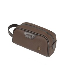 M 433  Mega Bag  Kanvas  El  / Clutch / Makyaj / Tıraş Çantası Kahverengi