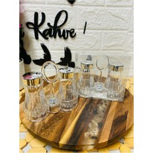 Feyza Design Şeffaf Acrylic Tuzluk ve Biberlik Seti, Standlı Baharatlık Takımı