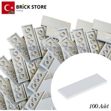 LEGO Yedek PARÇALAR,100 Adet 2x6 Tile Düz Fayans Parçası, Açık Gri Renk (Light Bluish Gray ),69729