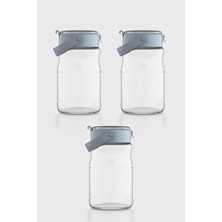 Renga Mono 1700 ml Turkuaz Kapaklı 3'lü Cam Kavanoz Seti 131072