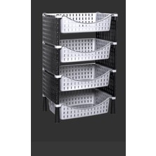 Feyza Design 4 Katlı Hasır Kare Sebzelik, Siyah Gri Plastik, Pratik ve Şık Tasarım