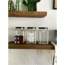 Feyza Design 3'lü Cam Kavanoz Seti, 1000 Cc, Dekoratif, Kahve, Çay, Şeker Saklama