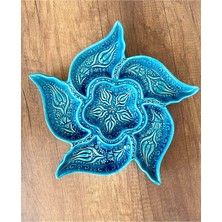 Feyza Design El Yapımı Çini Seramik Rüzgar Gülü Kahvaltılık Çerezlik Seti