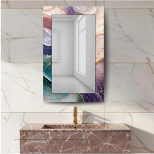 Glitglass Spektrum Renk Patlaması Desenli Dikdörtgen Duvar Aynası - Modern Sanatsal Cam Ayna