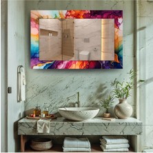 Glitglass Modern Ebru Dokulu Dikdörtgen Duvar Aynası - Sanatsal Geçişli Cam Ayna