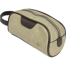 M 433  Mega Bag  Kanvas  El  / Clutch / Makyaj / Tıraş Çantası Toprak-Kahverengi