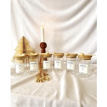 Feyza Design Bambu Kapaklı 6’lı Mika Kavanoz Seti, 6 Kaşık ve 28 Etiket Hediye