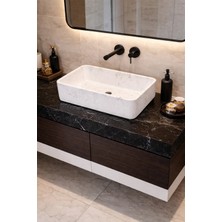 Taş Atölyesi Mermer Desenli Tezgah Üstü Çiftlik Model Taş Lavabo 60 x 40 cm