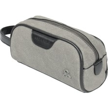M 433  Mega Bag  Kanvas  El  / Clutch / Makyaj / Tıraş Çantası Gri-Siyah