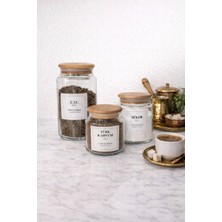 Feyza Design 3’lü Cam Kavanoz Seti, Ahşap Kapaklı, Vakumlu, Çay, Şeker, Türk Kahvesi Için