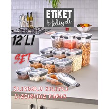 Feyza Design 12'li Slikonlu Hava Almaz Kap ve Saklama Kabı Seti, 700ML-3200ML