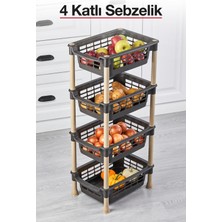 Feyza Design 4 Katlı Plastik Sebzelik, Patates ve Soğanlık, Meyve ve Sebze Rafı