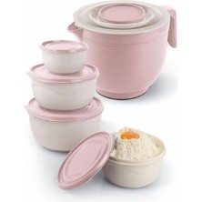 Feyza Design Pratik Karıştırma ve Mikser Kase Seti, Pudra Renk, Çok Amaçlı Kullanım