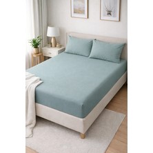 Clasy Ranforce Lastikli Çarşaf Seti Çift Kişilik Buz Mavisi ÇKLÇ-242 %100 Pamuk