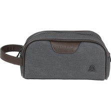 M 433  Mega Bag  Kanvas  El  / Clutch / Makyaj / Tıraş Çantası Siyah-Kahverengi
