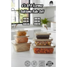 Feyza Design 6'lı Saklama Kabı Seti, Hava Almaz Kapak, Bpa Içermeyen Erzak Kutuları