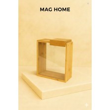 Feyza Design Şeffaf 1400 ml Büyük Bambu Kapaklı Saklama Kabı, Kahvaltılık ve Bakliyat Için