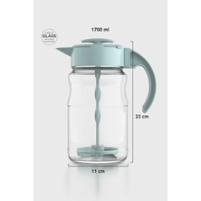 Renga Spiro 1700 ml Turkuaz Kapaklı Cam Karıştırma Sürahisi 111030