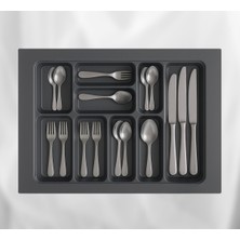 Feyza Design 62X49 Antrasit Çok Gözlü Çekmece Içi Kaşıklık ve Kepçelik