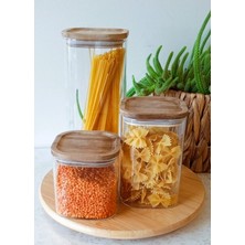 Feyza Design 3'lü Akasya Kare Cam Kavanoz Seti, Vakum Kapaklı, Dayanıklı ve Şık Tasarım