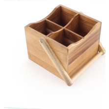 Feyza Design Pratik ve Şık Akasya Kare Organizer, Kaşıklık 15X15X12, Ev Düzeni Için Ideal