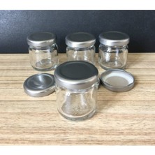 Feyza Design 50 Adet 40CC Cam Kavanoz Gümüş Kapaklı Hobi ve Hediyelik Set