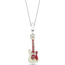 Kayra Gümüş Elektro Gitar Mineli Rodyum Kaplama Kolye GM32