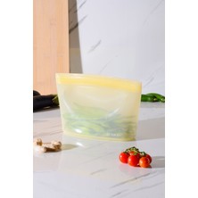 Feyza Design Hava Sızdırmaz Kilitli Silikon Saklama Torbası, 1500 Ml, Sarı Renk