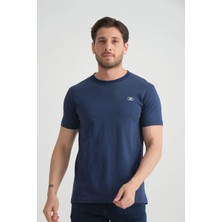 Indigo  Erkek T-Shirt Nefes Alabilen Esnek Pamuklu Kumaş Regular Kalıp Minimal Logolu 2xl