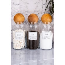 Feyza Design 3'lü Saklama Kabı Seti, Kapaklı, 1300ML, Suya Dayanıklı Etiketli