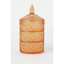 Feyza Design 3 Katlı Cam Kapaklı Sunum ve Saklama Kase Seti, 1500 ml