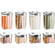 Feyza Design 8'li Sızdırmaz Vakum Kapaklı Saklama Seti, Baharat ve Erzak Için