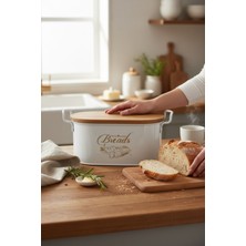 Feyza Design Beyaz Ferforje Ahşap Kapaklı Çok Amaçlı Kesme Tahtası