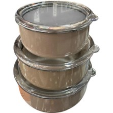 Feyza Design Emaye Toprak Saklama Kabı Seti, Dayanıklı ve Şık Mutfak Gereçleri