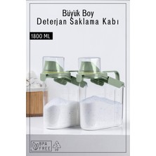 Feyza Design 2 Adet Contalı Sızdırmaz Deterjan Saklama Kabı 1800 ml Yeşil