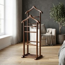 G/D Home Iki Tepeli Dilsiz Uşak Koyu Kahverengi Ceviz Masif Gürgen El Yapımı Askılık